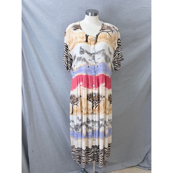 Pucci's of Palm Desert Dresses & Skirts - Pucci's of Palm Desert Zebra Animal Print Rayon Maxi Dress L Safari